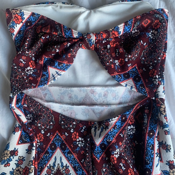 strapless patterned mini dress - Picture 6 of 8